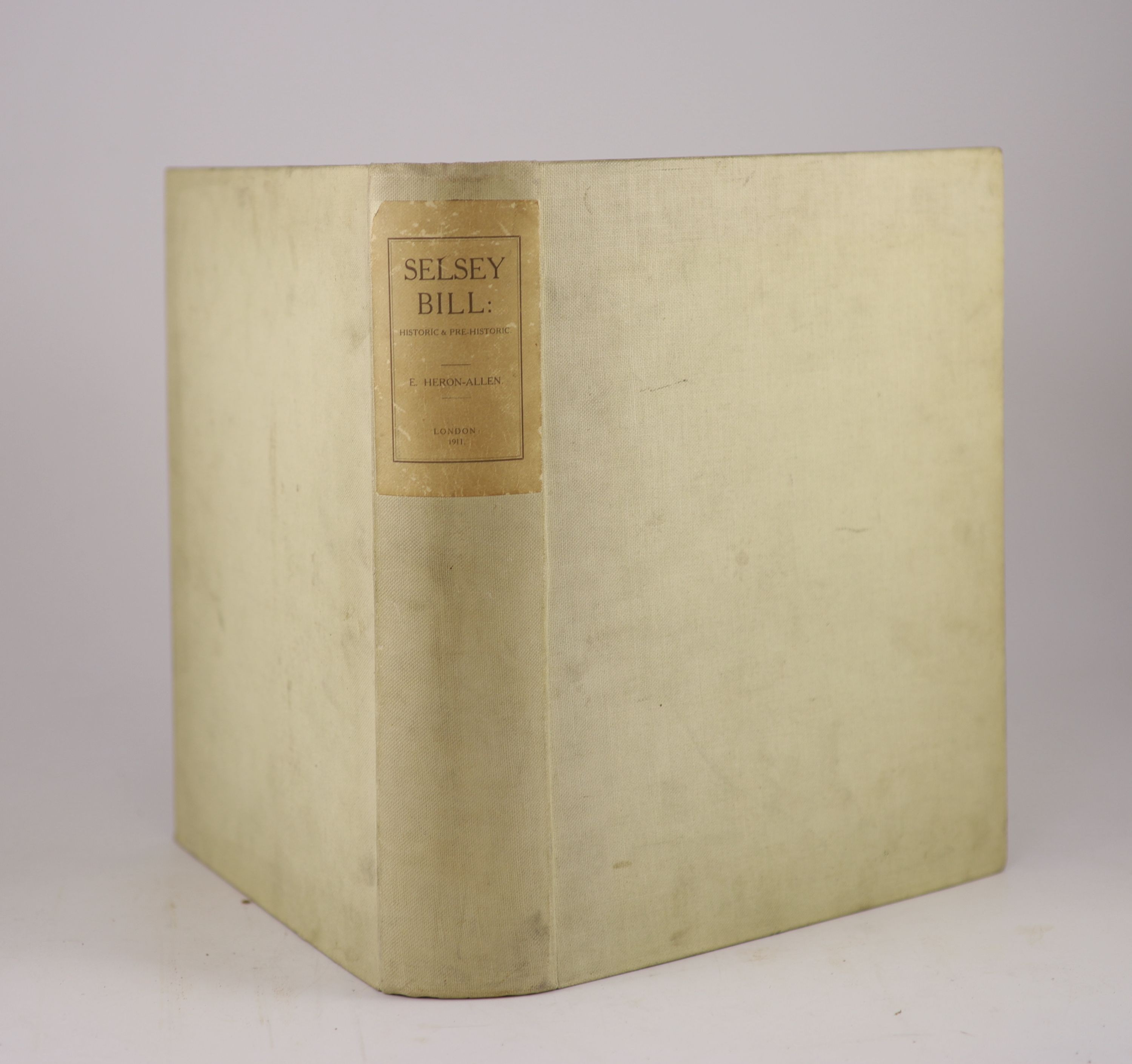 Heron-Allen, Edward. Selsey Bill: historic and prehistoric. 3 folded pocket maps, num. photo. and other plates (2 coloured): buckram with paper spine label, thk. 4to. 1911